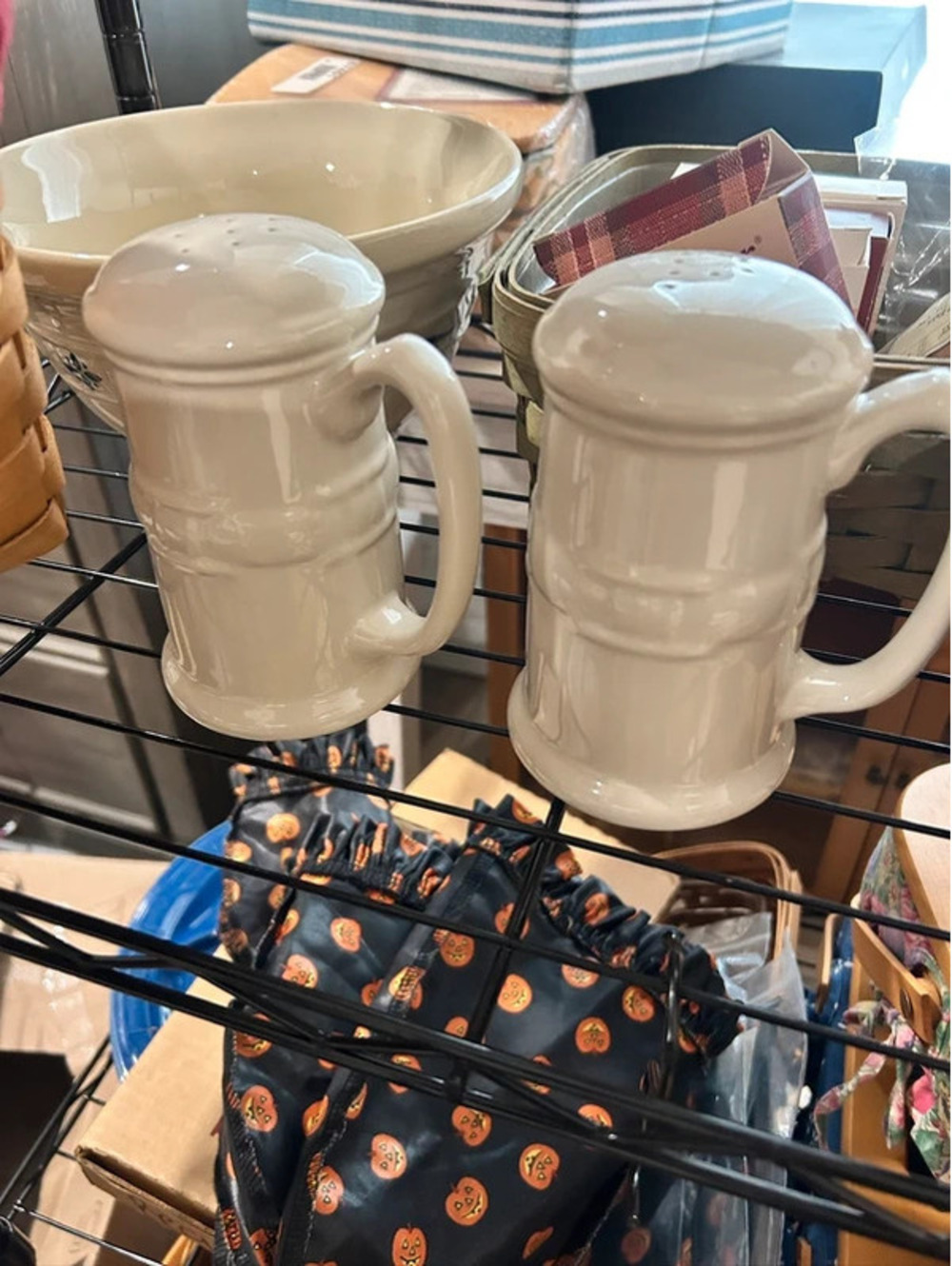 Longaberger Ivory pottery salt & pepper shakers